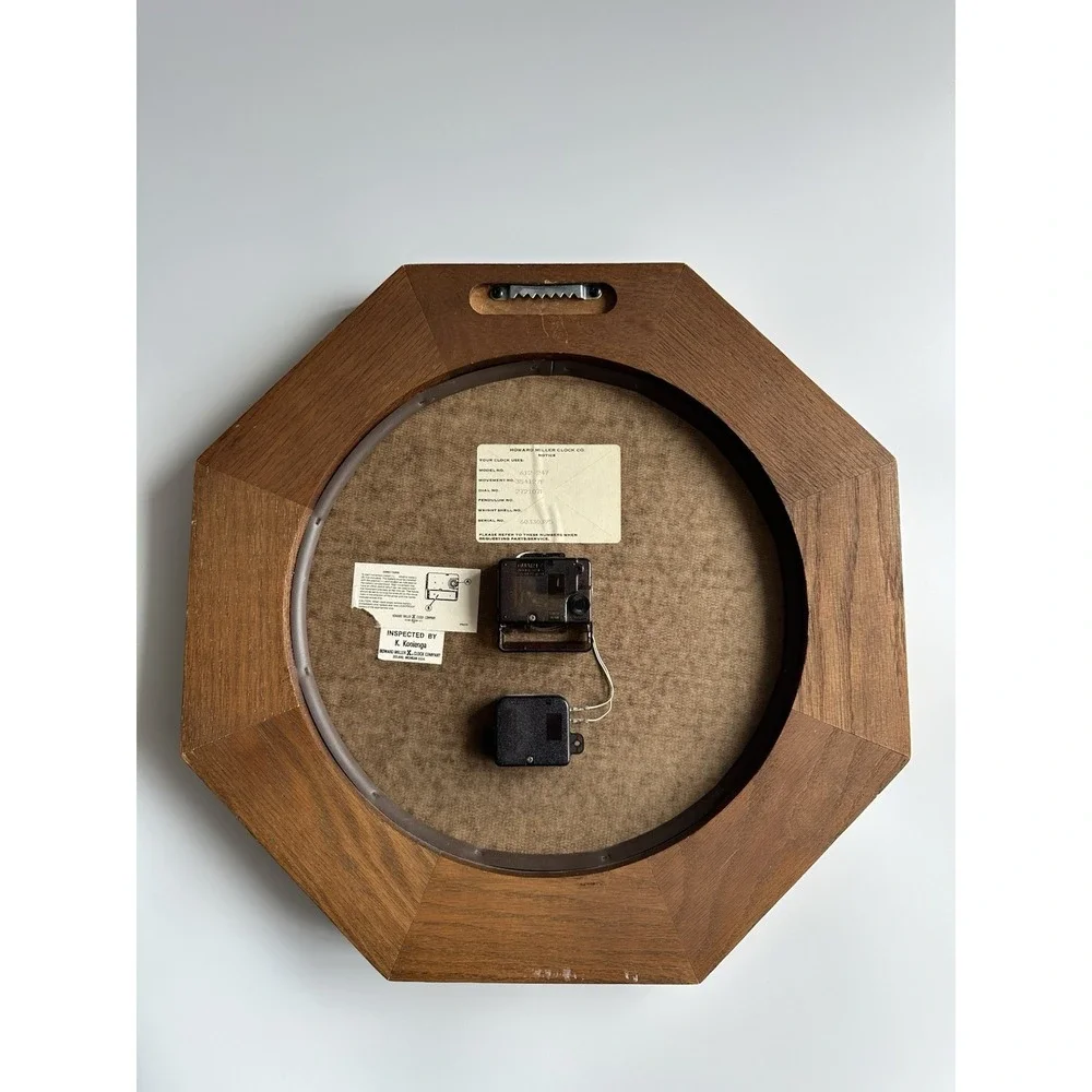 Howard Miller 612-247 Octagon Wall Clock Quartz Wood Frame Vintage USA 16.5